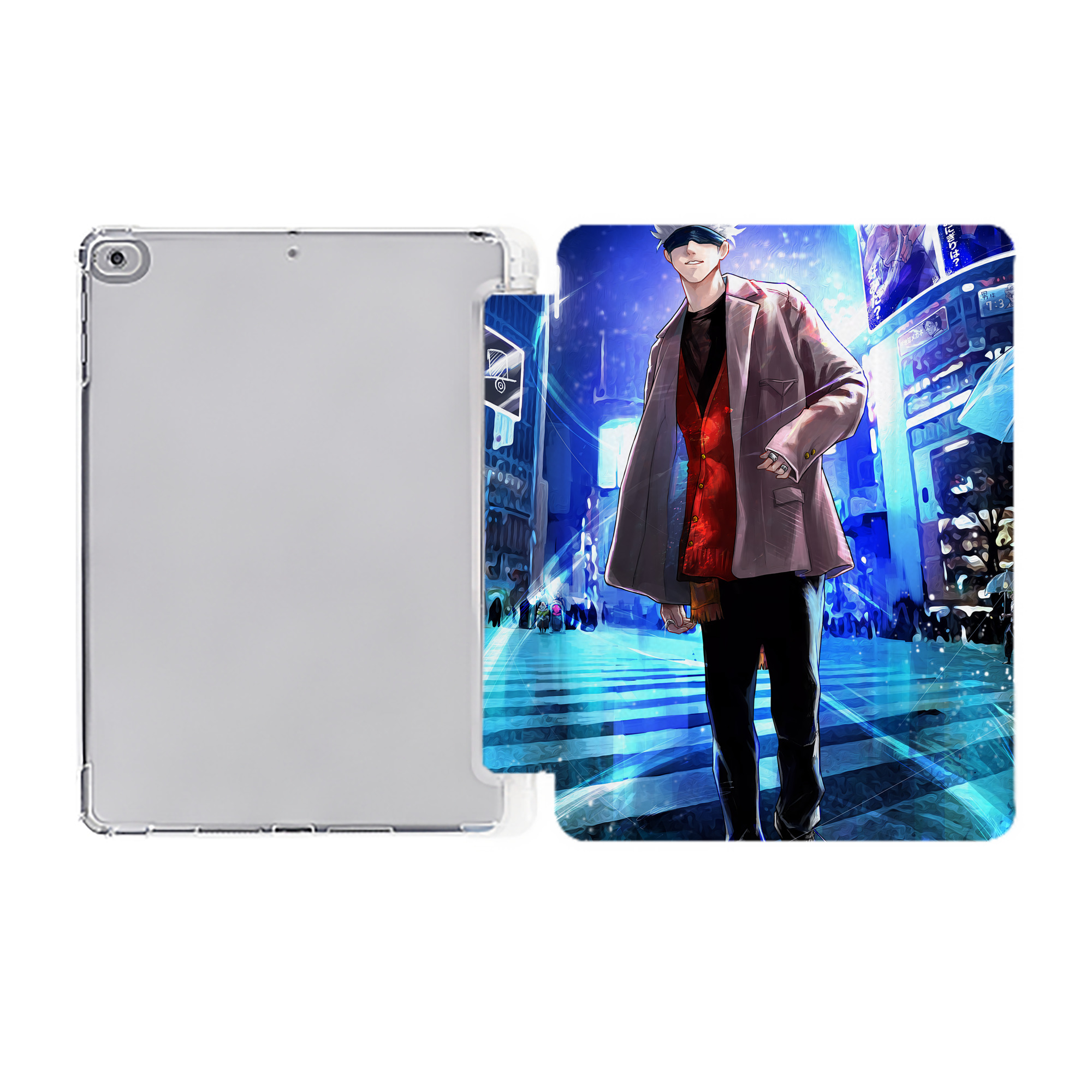 （画像用） 呪術廻戦 Jujutsu Kaisen IPad ケース ペン収納付き 三つ折りスタンド PUレザー×シリコン 対応機種9.5/10.5/10.9インチ